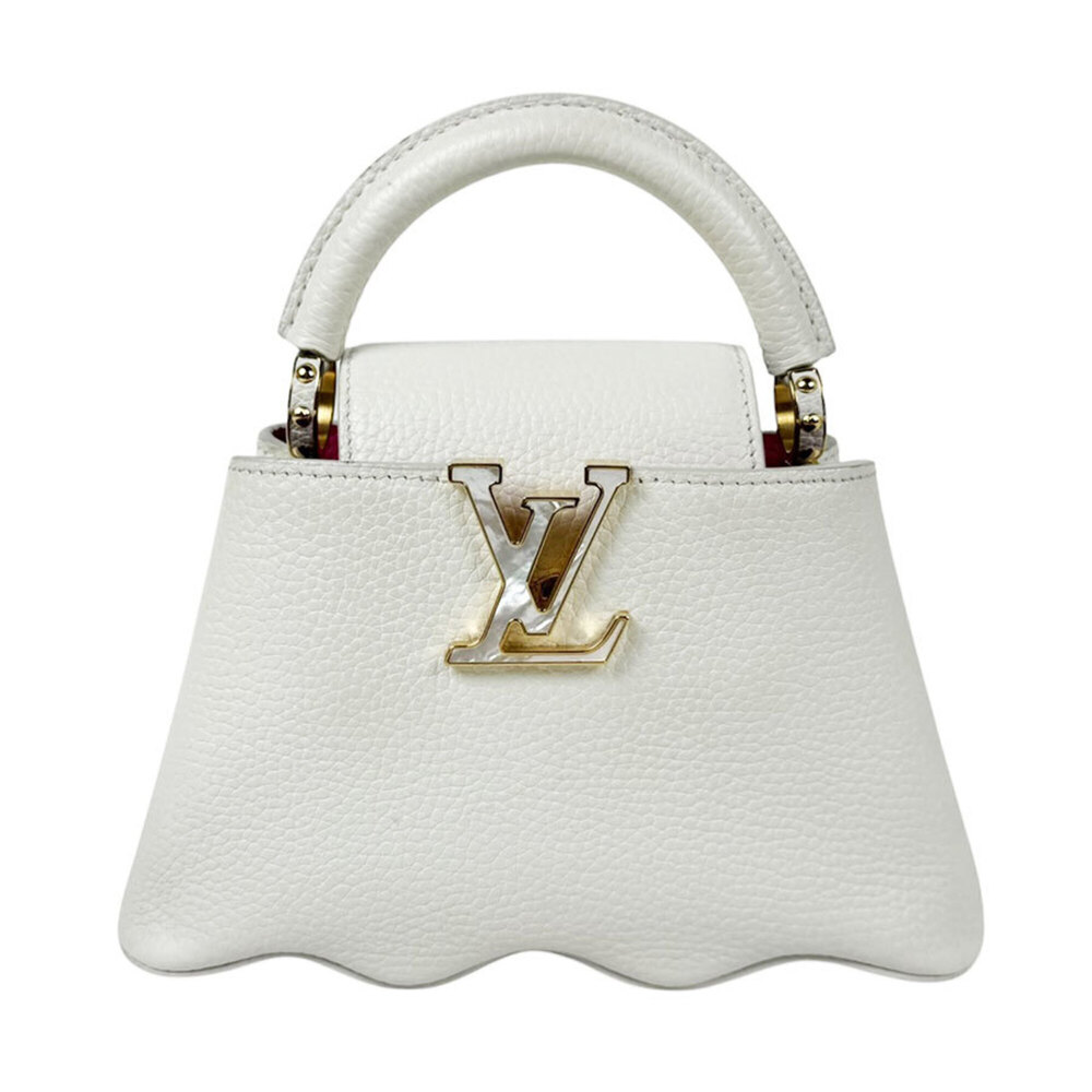 Louis Vuitton Capucines MINI Leather Handbag/Shoulder Bag, Snow White, Women'...